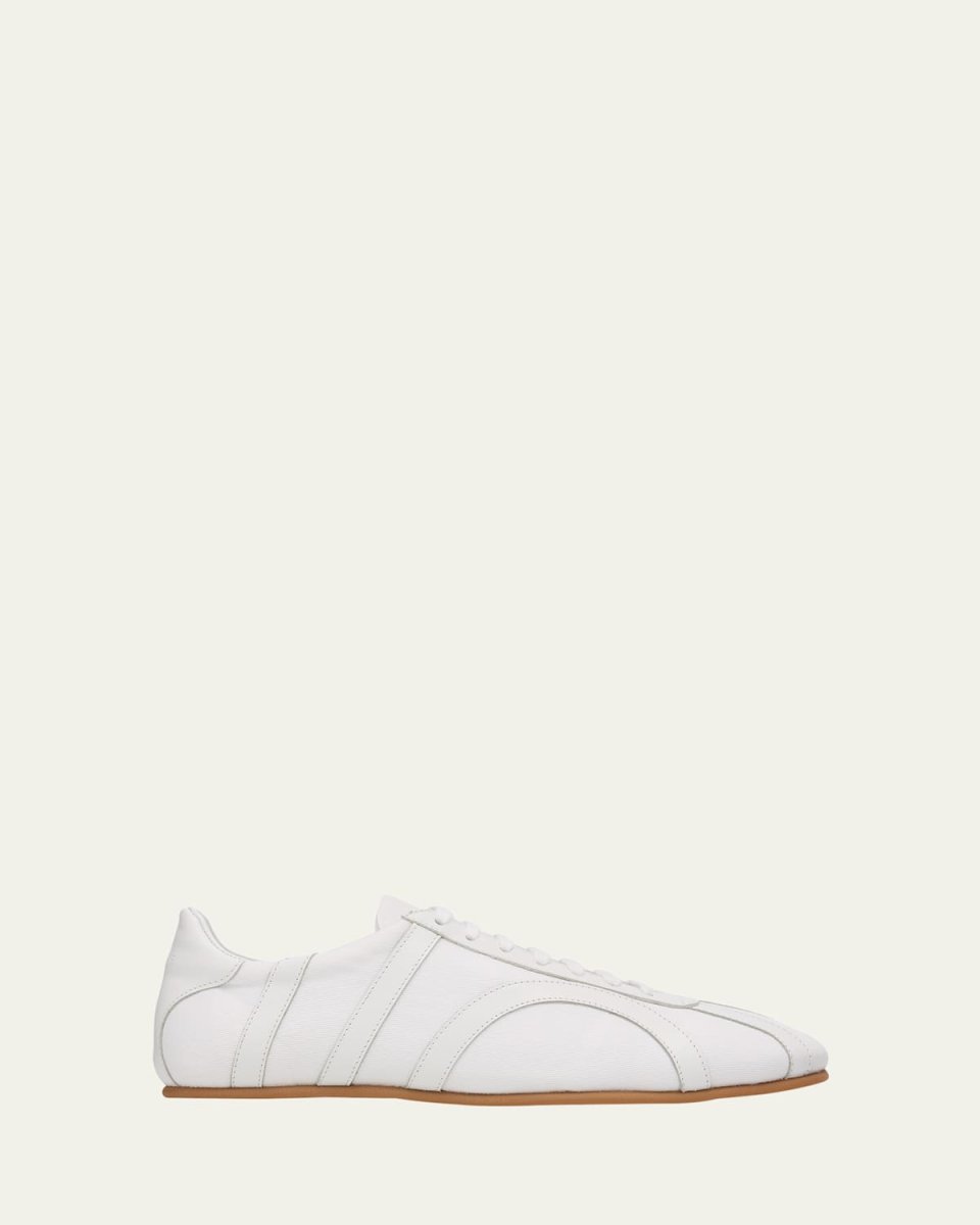 Canvas and Leather Low-Top Sneakers